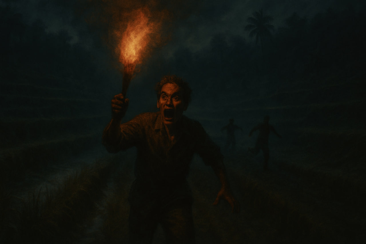 Kilatan Obor Pekat Menebar Panik di Sawah Tegallalang post thumbnail image